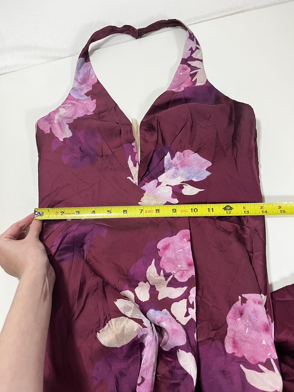 DB Studio Dress Womens 6 Purple Floral Satin Halter Maxi Open Back Prom Gown - Picture 6 of 14